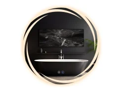 Espejo NETTLIFE con Iluminación Espejo de Baño Redondo LED Espejo de Baño 60cm Redondo IP44 Espejo de Baño con Táctil