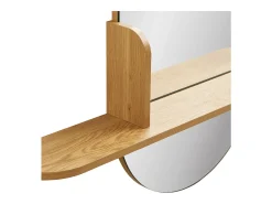Espejo ovalado BARCO con estante de madera natural – L 92 x H 94,5 cm