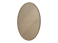 Espejo ovalado con marco de hierro, efecto antiguo, para colgar en la pared, de cristal y MDF, dorado (65 x 3 x 100 cm)
