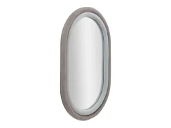 Espejo ovalado de pared con marco de terciopelo gris 90x60x4cm Antony