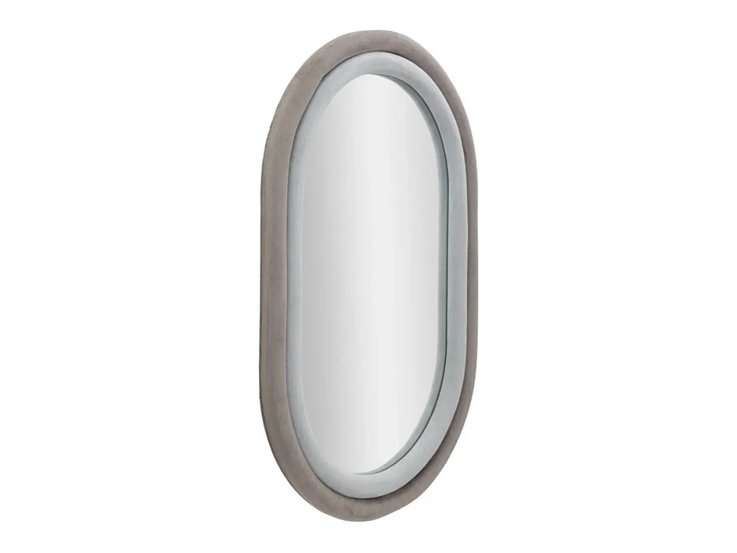 Espejo ovalado de pared con marco de terciopelo gris 90x60x4cm Antony