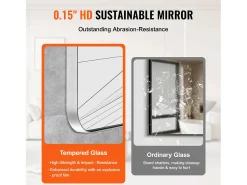 Espejo Rectangular SucceBuy, Espejo de Parede Cuadrado 55,9 × 76,2 cm con Marco de Aluminio