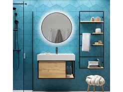 Espejo redondo con iluminación decorativa LED Zeus para baño y hogar
