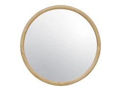 Espejo redondo de madera de pino decorativo de pared, 60cm natural
