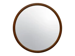 Espejo redondo de madera de pino decorativo de pared, 60cm nogal