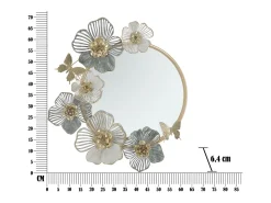 Espejo redondo de pared con decoraciones florales 3D Amy