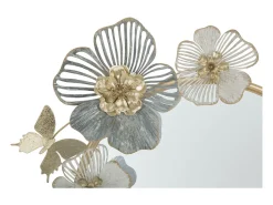 Espejo redondo de pared con decoraciones florales 3D Amy