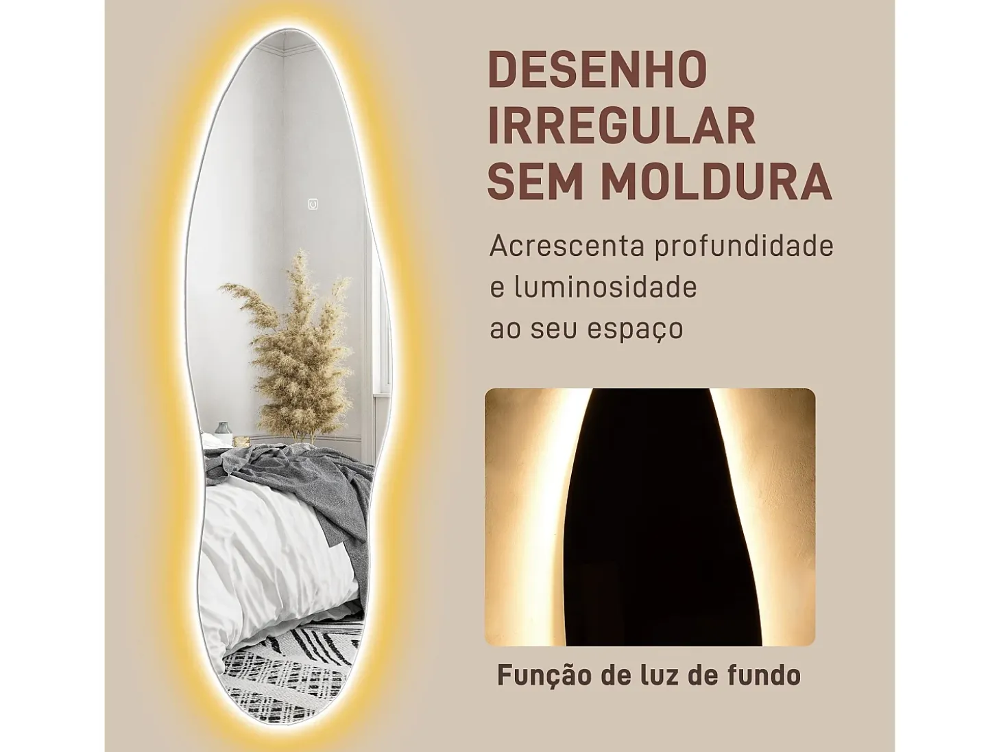 Espejo Tempo Homcom con luz LED transparente 120x40x3 cm