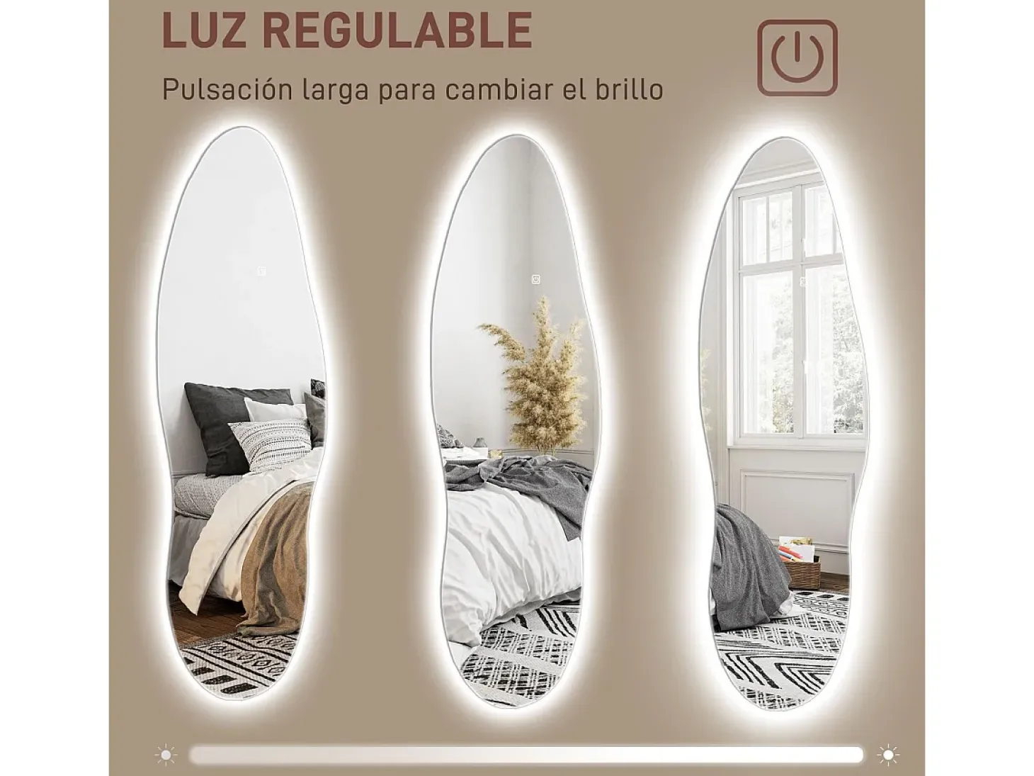 Espejo Tempo Homcom con luz LED transparente 120x40x3 cm