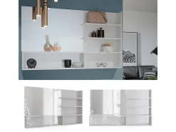 Estante con espejo blanco alto brillo 119.8x11x70