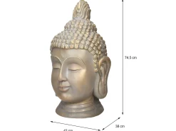 Estatua cabeza de Buda 74,5 cm aspecto bronce en poliresina ECD Germany