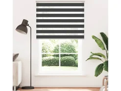 Estor cebra negro 140x200 cm ancho tela 135,9 cm poliéster
