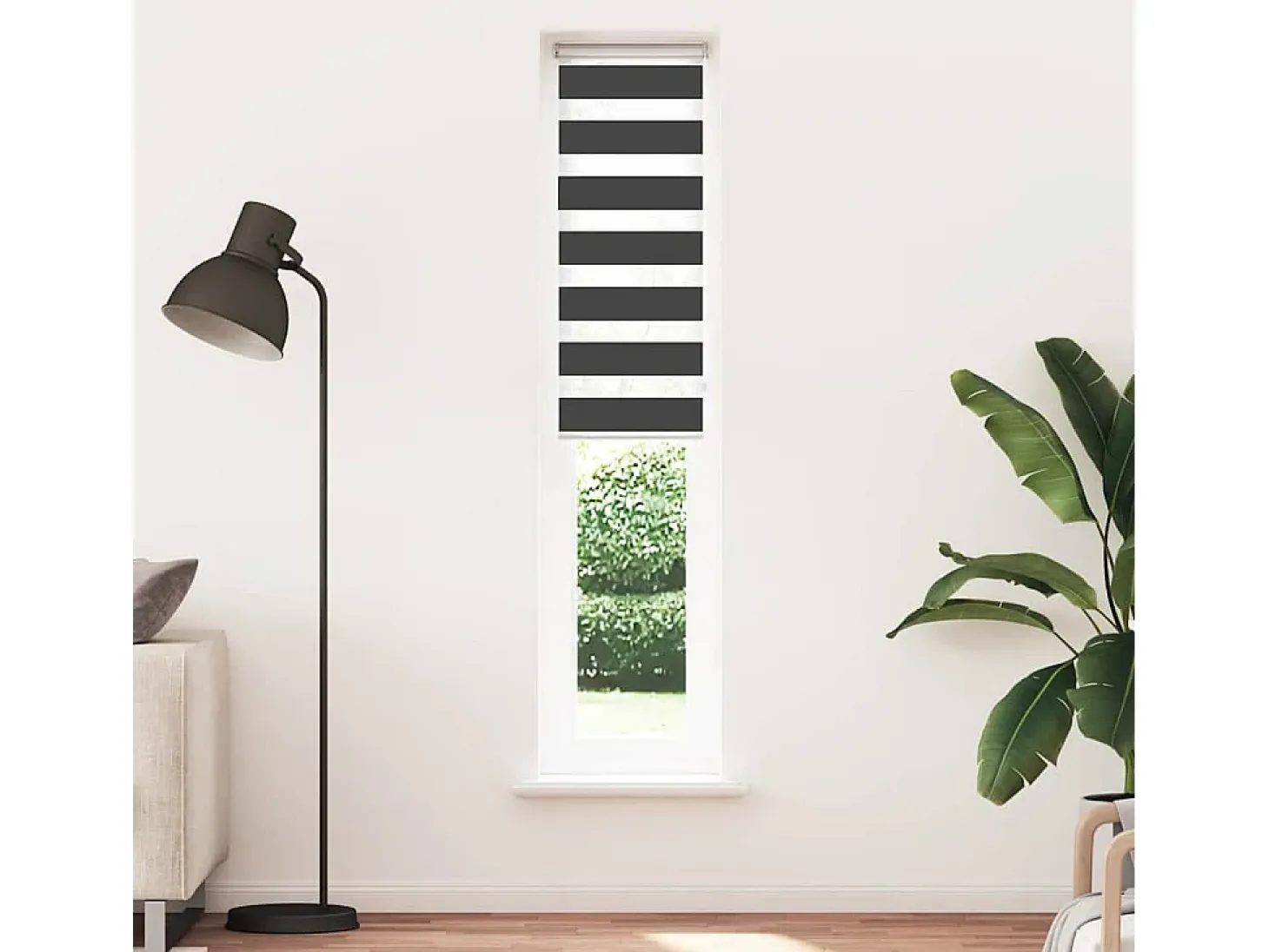 Estor cebra negro 40x200 cm ancho tela 35,9 cm poliéster