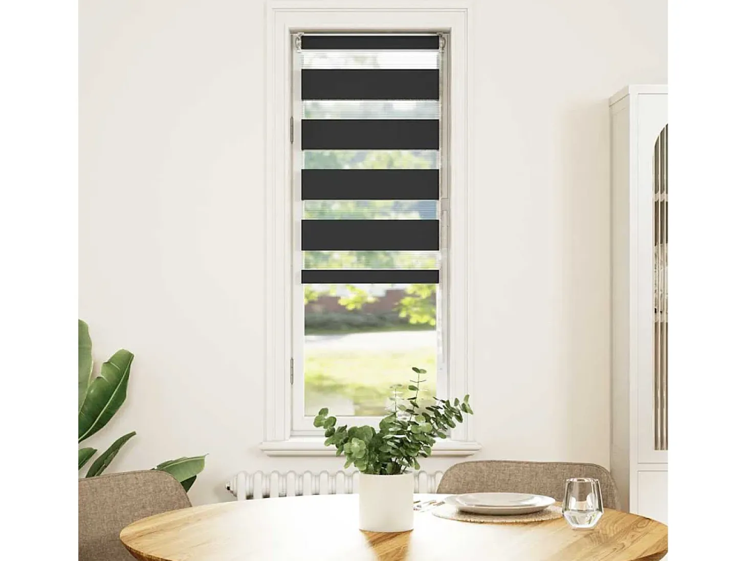 Estor cebra negro 45x150 cm ancho tela 40,9 cm poliéster