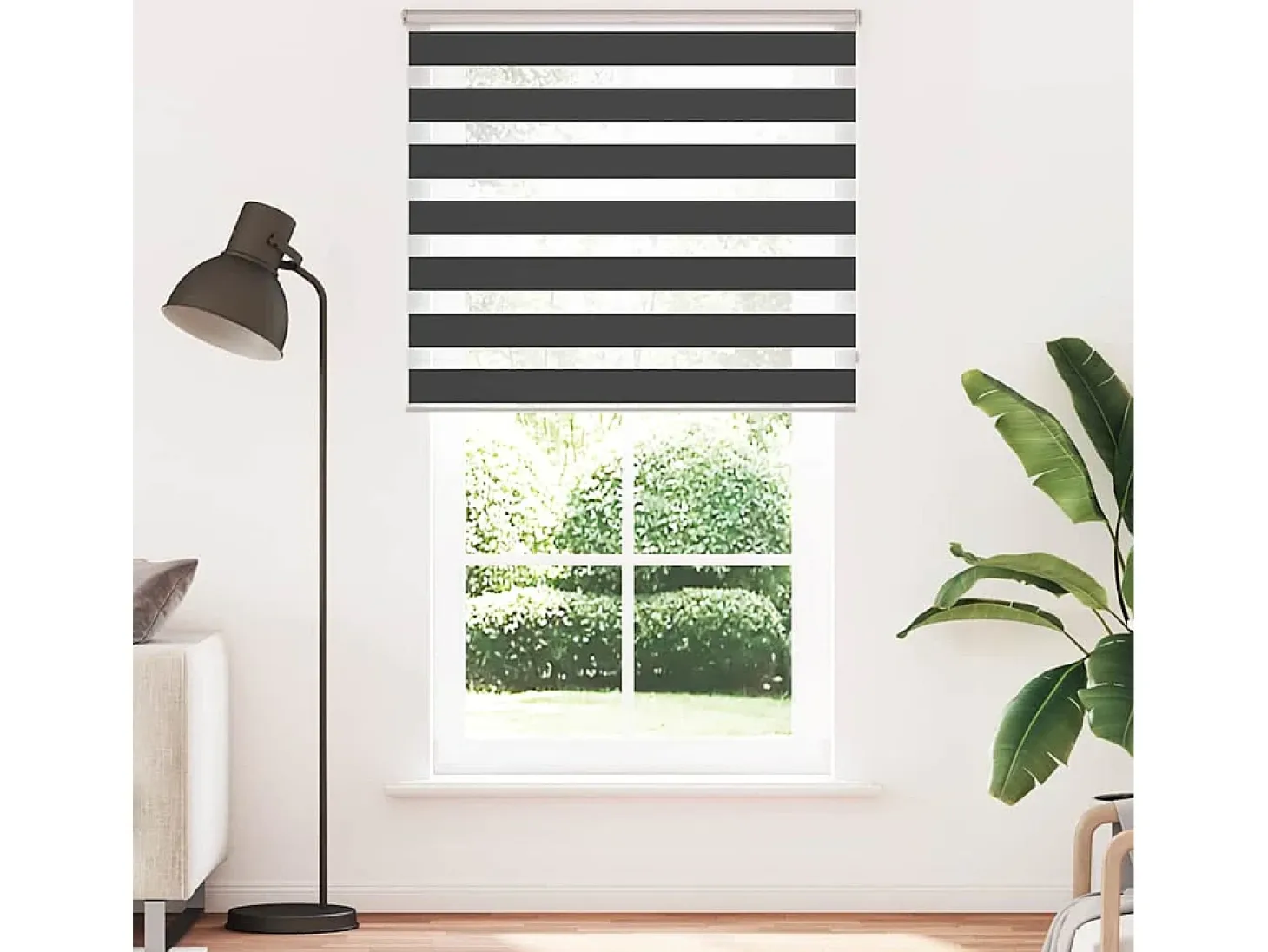 Estor cebra negro 125x200 cm ancho tejido 120,9 cm poliéster