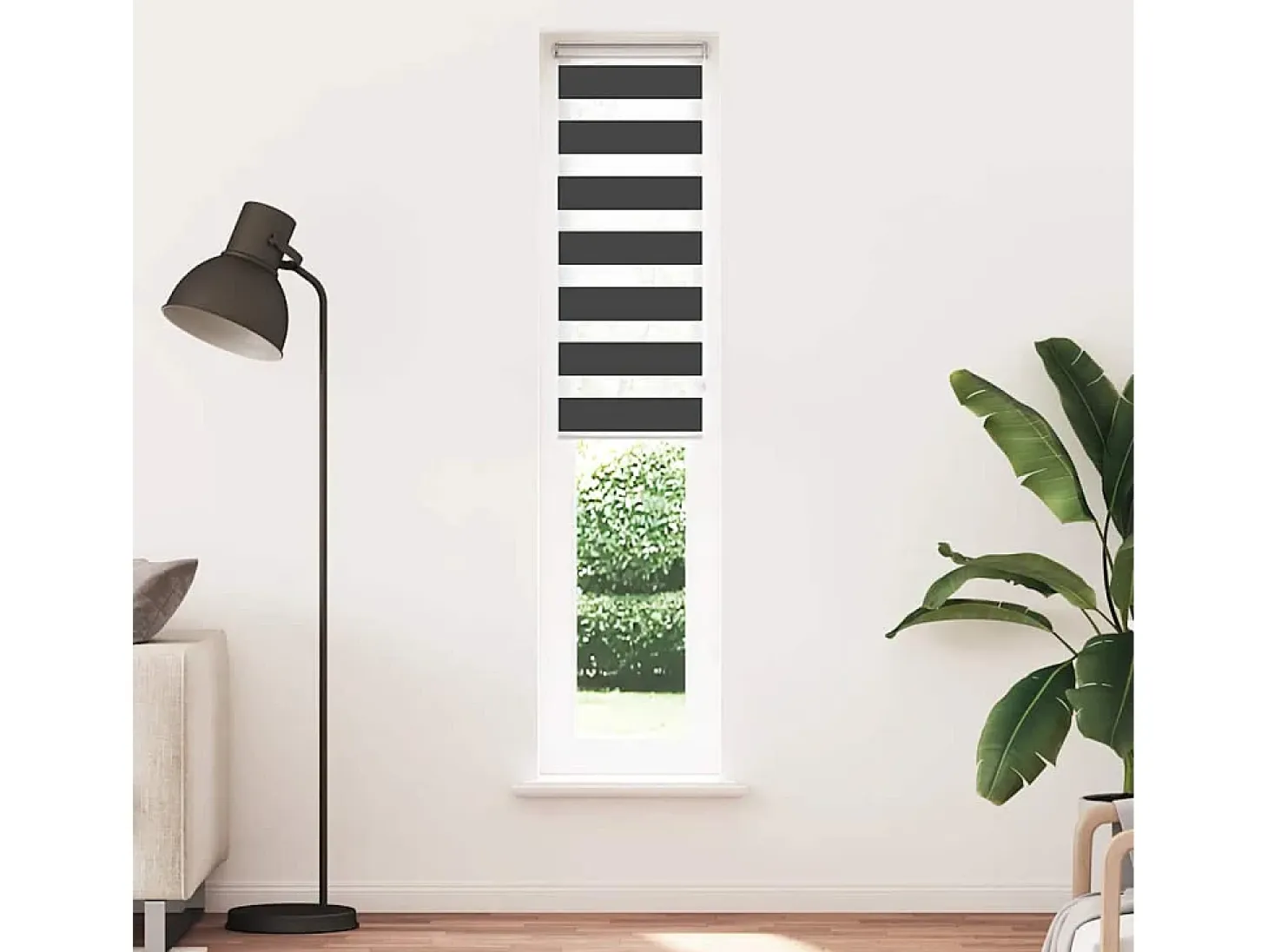 Estor cebra negro 50x200 cm ancho tela 45,9 cm poliéster