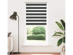 Estor cebra negro 105x200 cm ancho tejido 100,9 cm poliéster