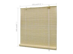 Estor enrollable de bambú natural 120x160 cm