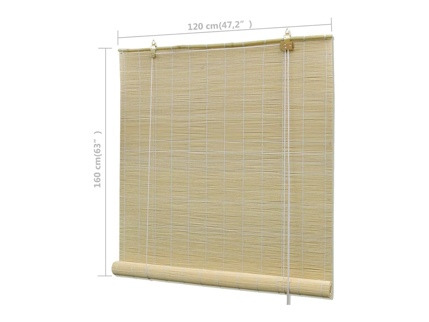 Estor enrollable de bambú natural 120x160 cm