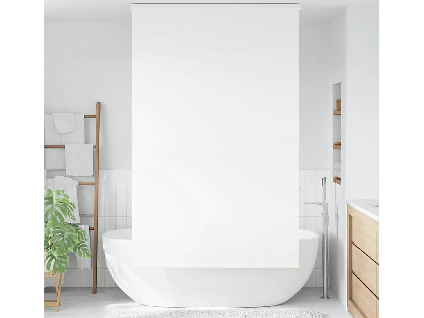 Estor enrollable de ducha con casete de tela ancho 136 cm