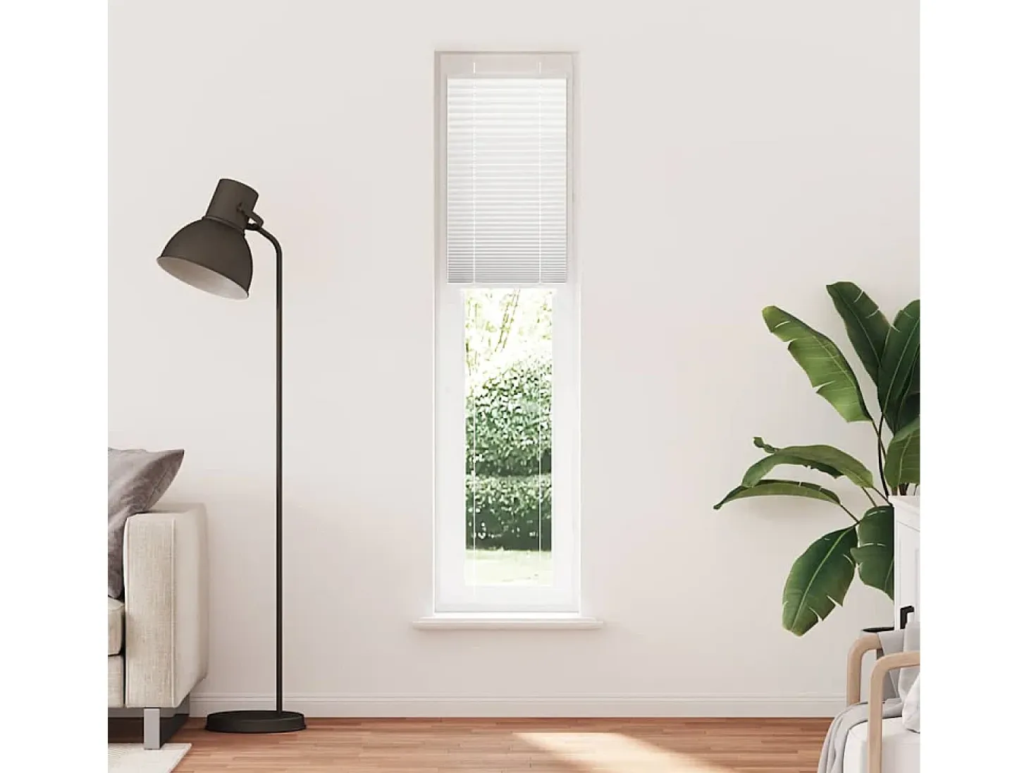 Estor plisado blanco 45x200 cm ancho tela 44,4 cm poliéster