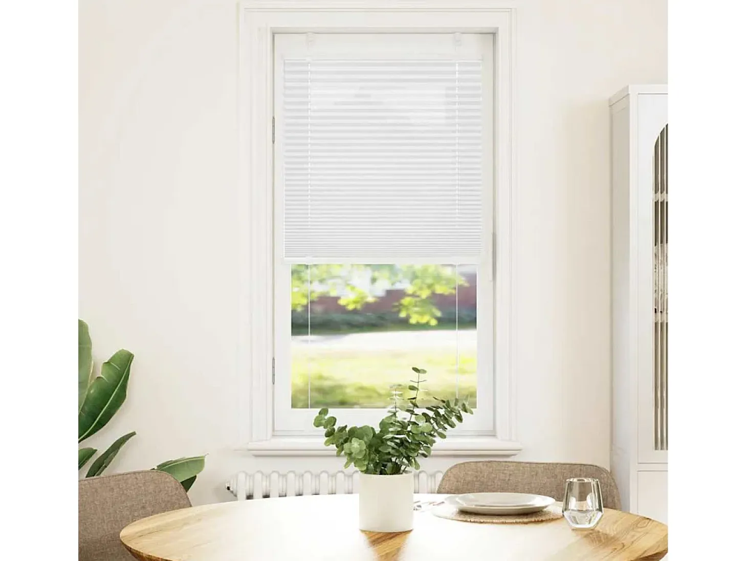 Estor plisado blanco 65x150 cm ancho tela 64,4 cm poliéster