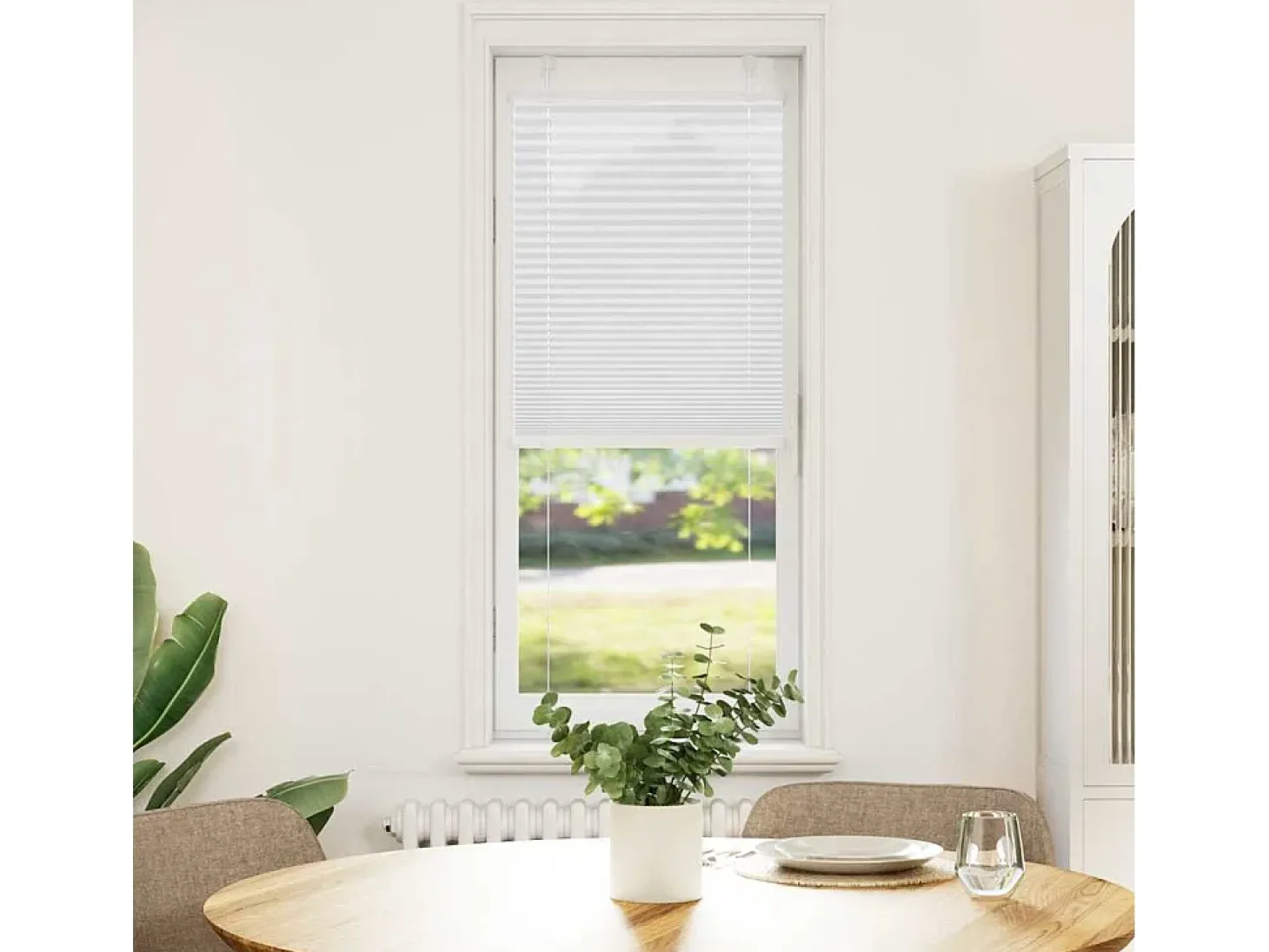 Estor plisado blanco 45x150 cm ancho tela 44,4 cm poliéster
