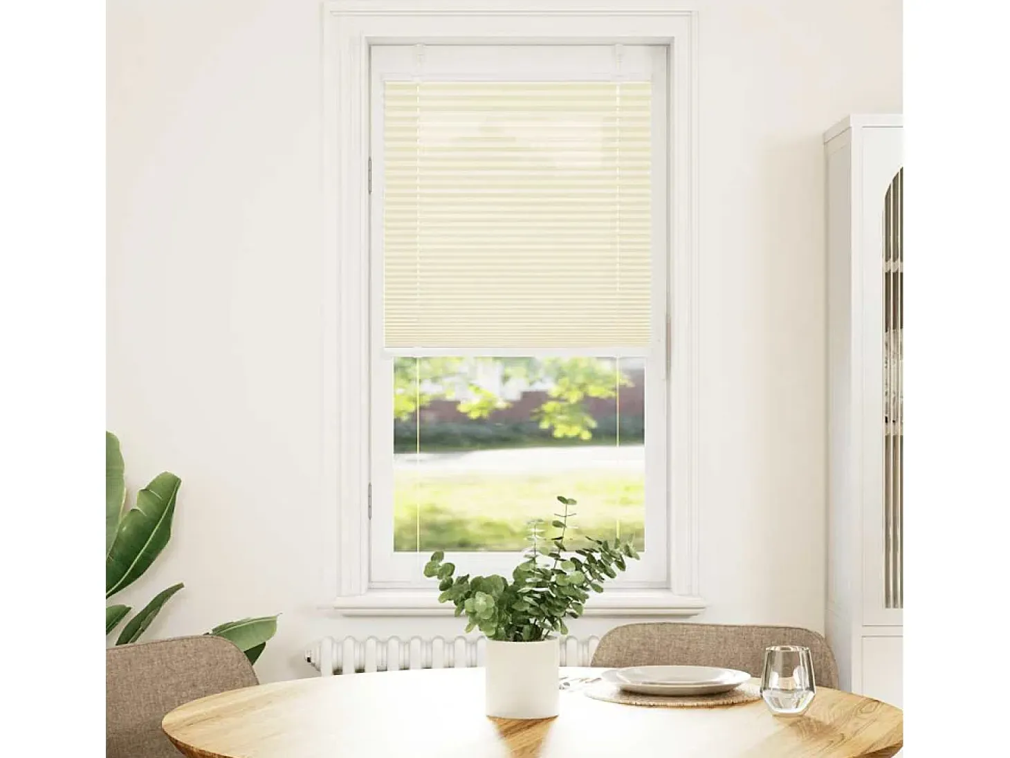 Estor plisado color crema 60x150 cm ancho tela 59,4 cm poliéster