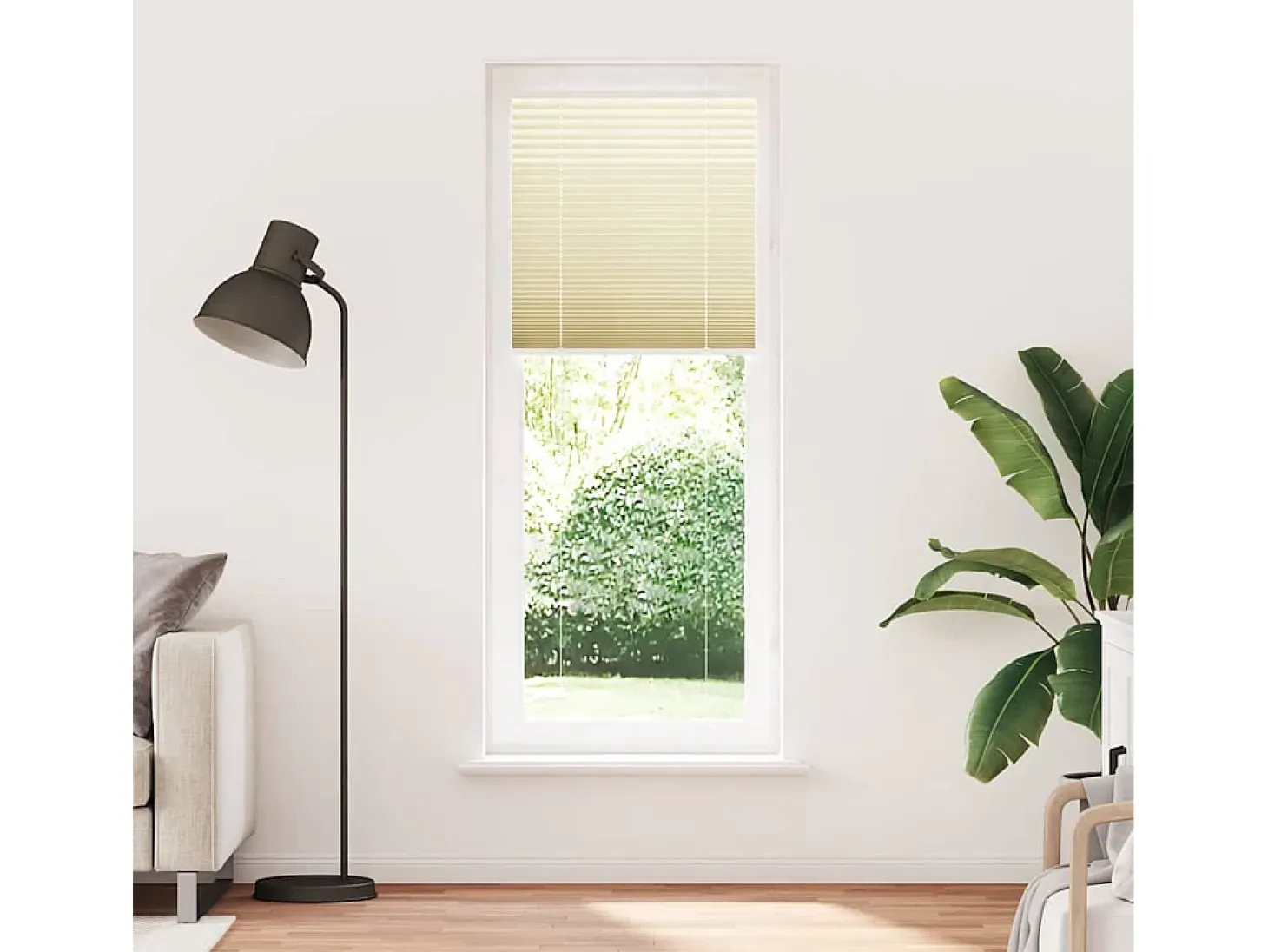 Estor plisado color crema 80x200 cm ancho tela 79,4 cm poliéster