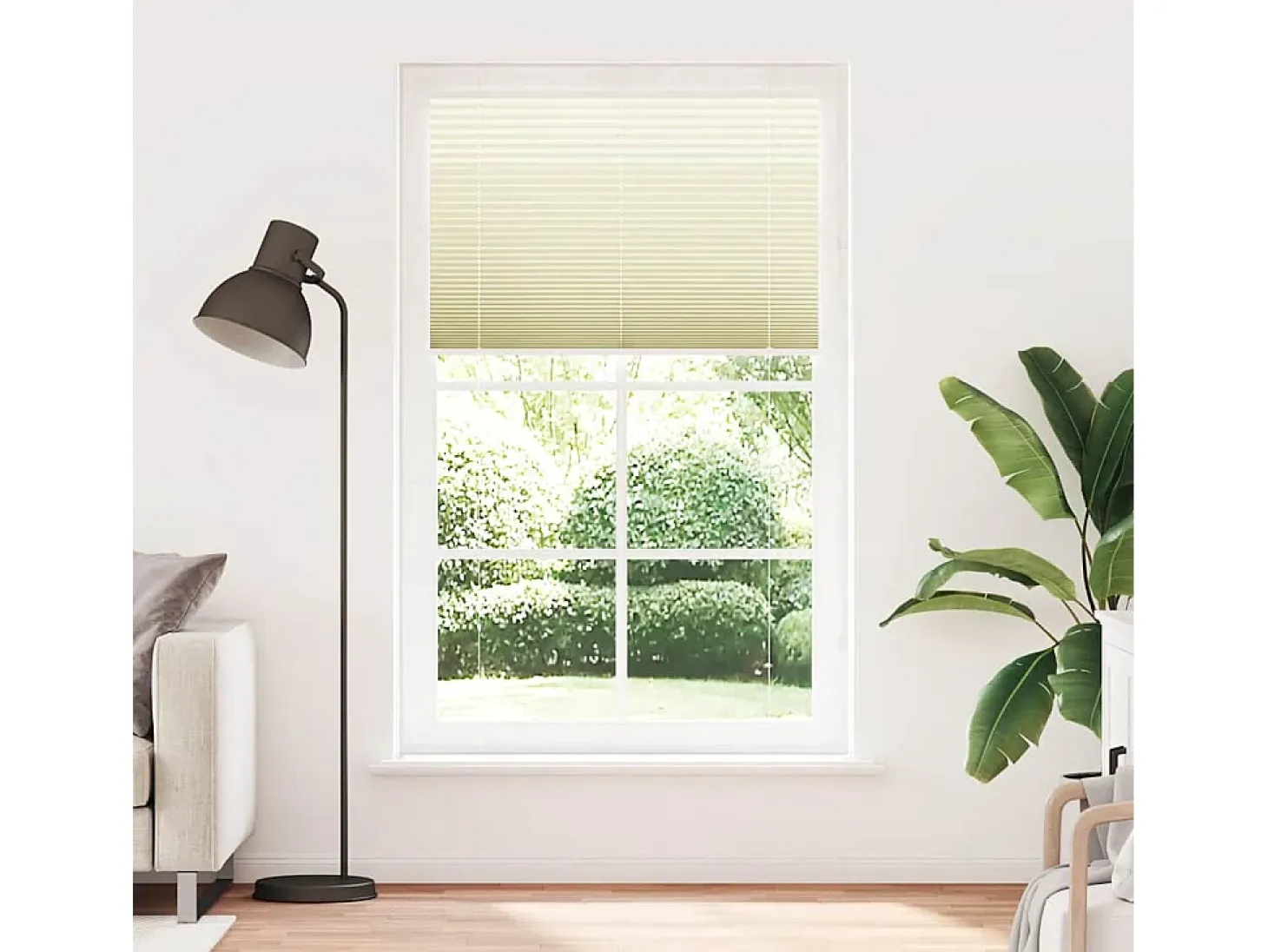 Estor plisado color crema 110x200cm ancho tela 109,4cm poliéster