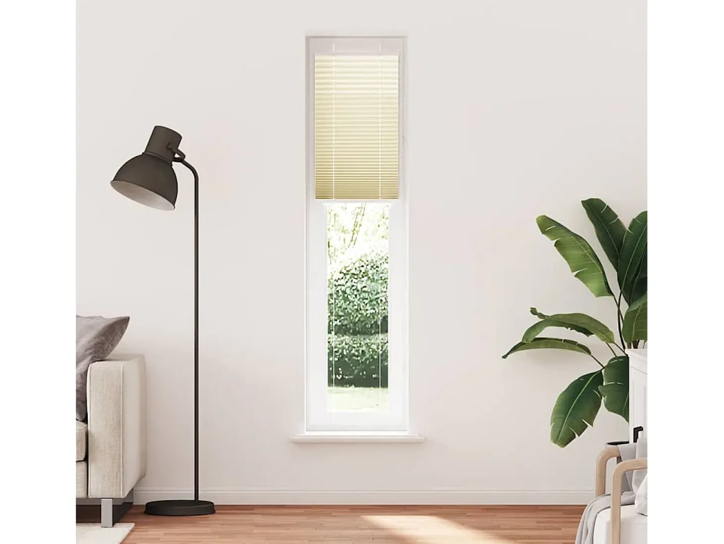 Estor plisado color crema 50x200 cm ancho tela 49,4 cm poliéster