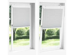 Estor plisado color crema 60x200 cm ancho tela 59,4 cm poliéster