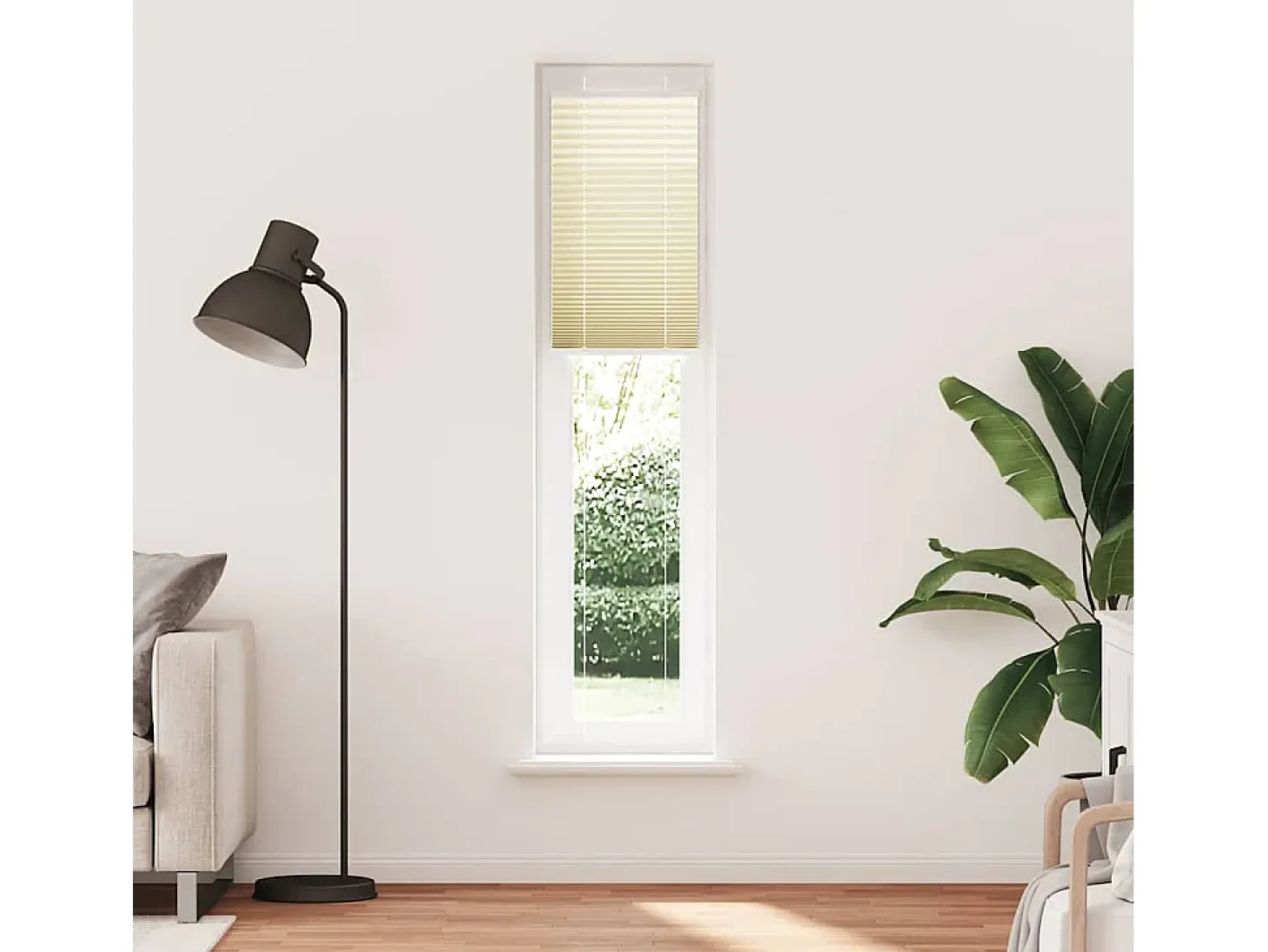 Estor plisado color crema 40x200 cm ancho tela 39,4 cm poliéster