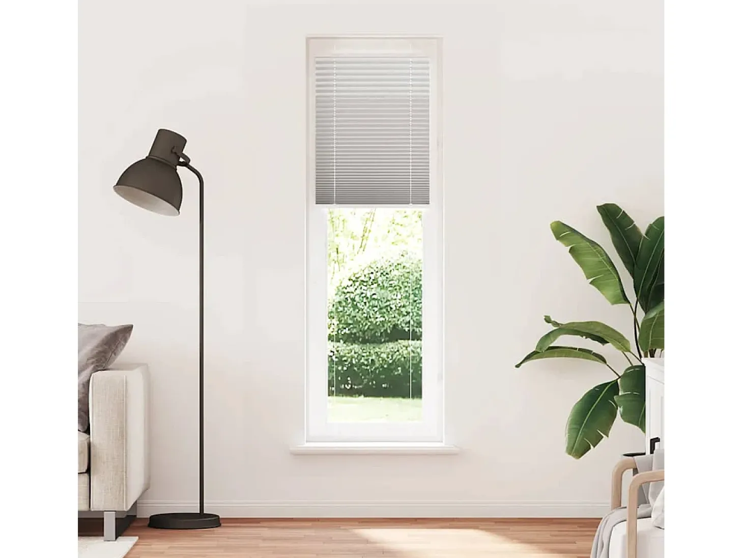 Estor plisado gris claro 60x200 cm ancho tela 59,4 cm
