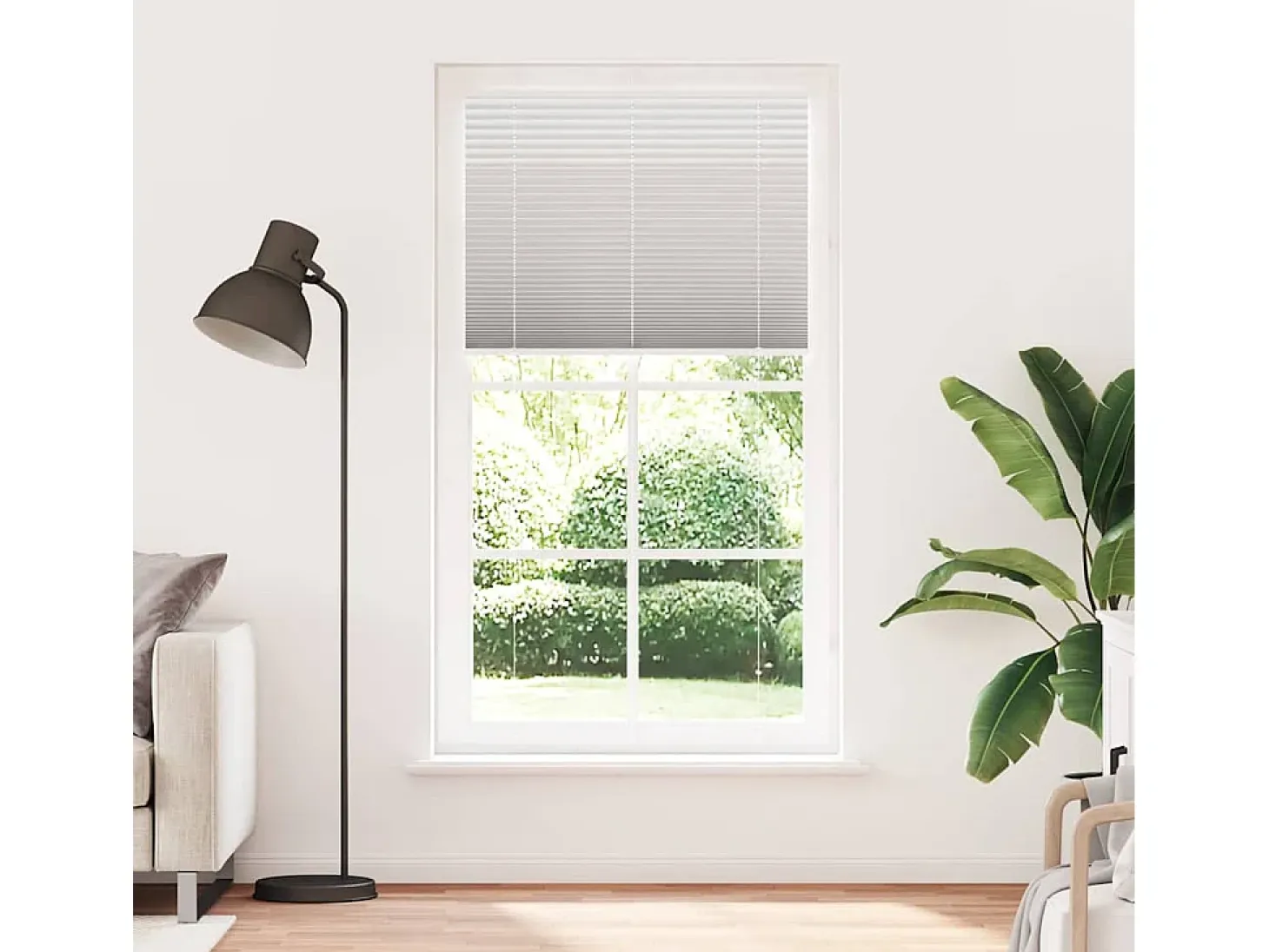 Estor plisado gris claro 105x200cm ancho tela 104,4cm