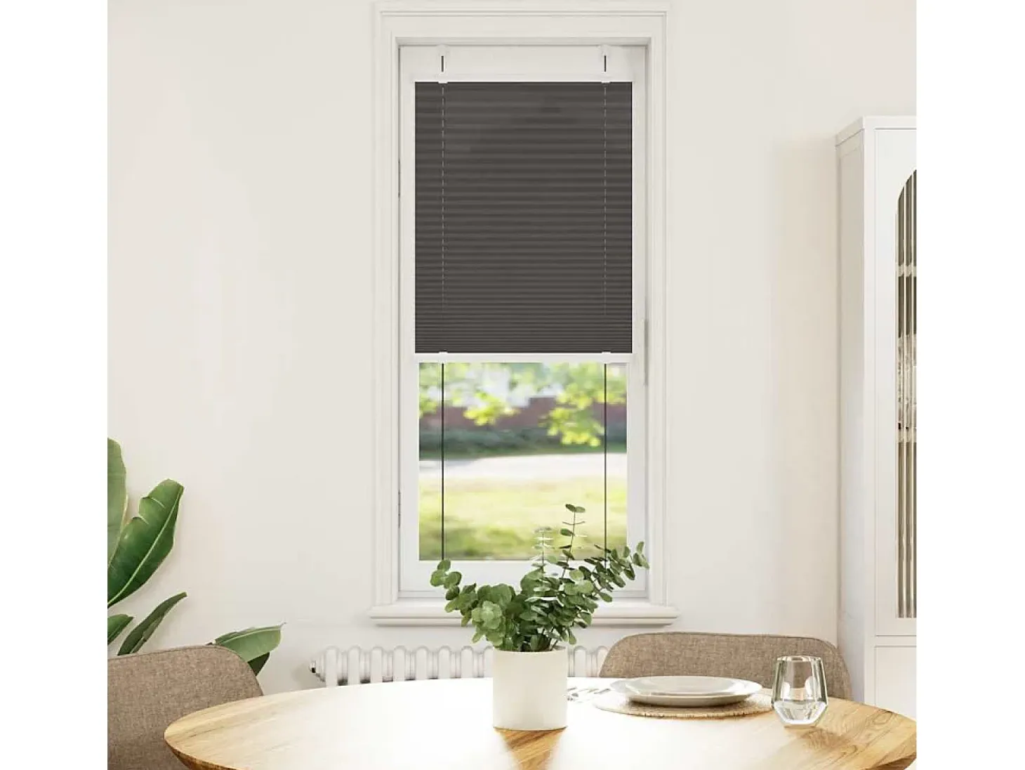 Estor plisado negro 50x100 cm ancho tela 49,4 cm poliéster