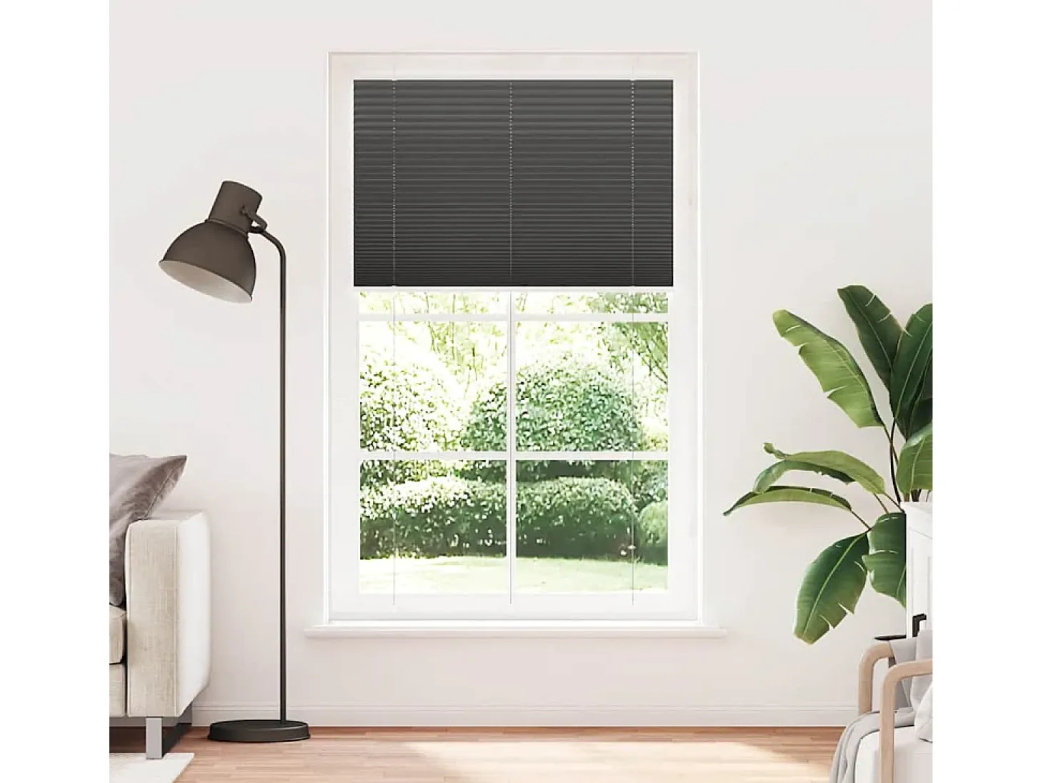 Estor plisado negro 120x200 cm ancho tela 119,4cm poliéster