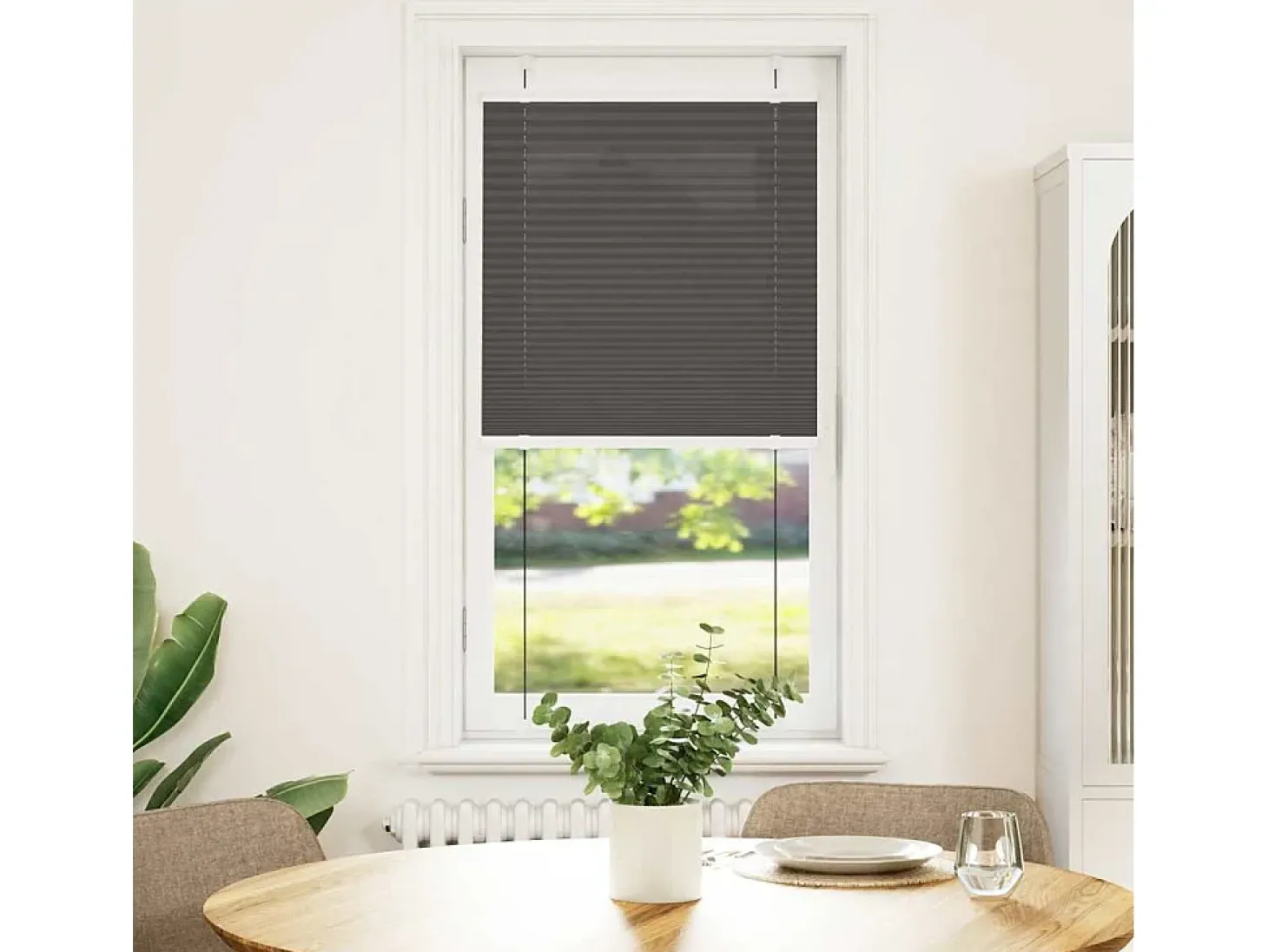 Estor plisado negro 60x100 cm ancho tela 59,4 cm poliéster