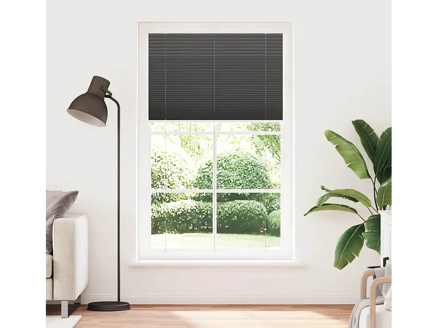 Estor plisado negro 115x200 cm ancho tela 114,4cm poliéster