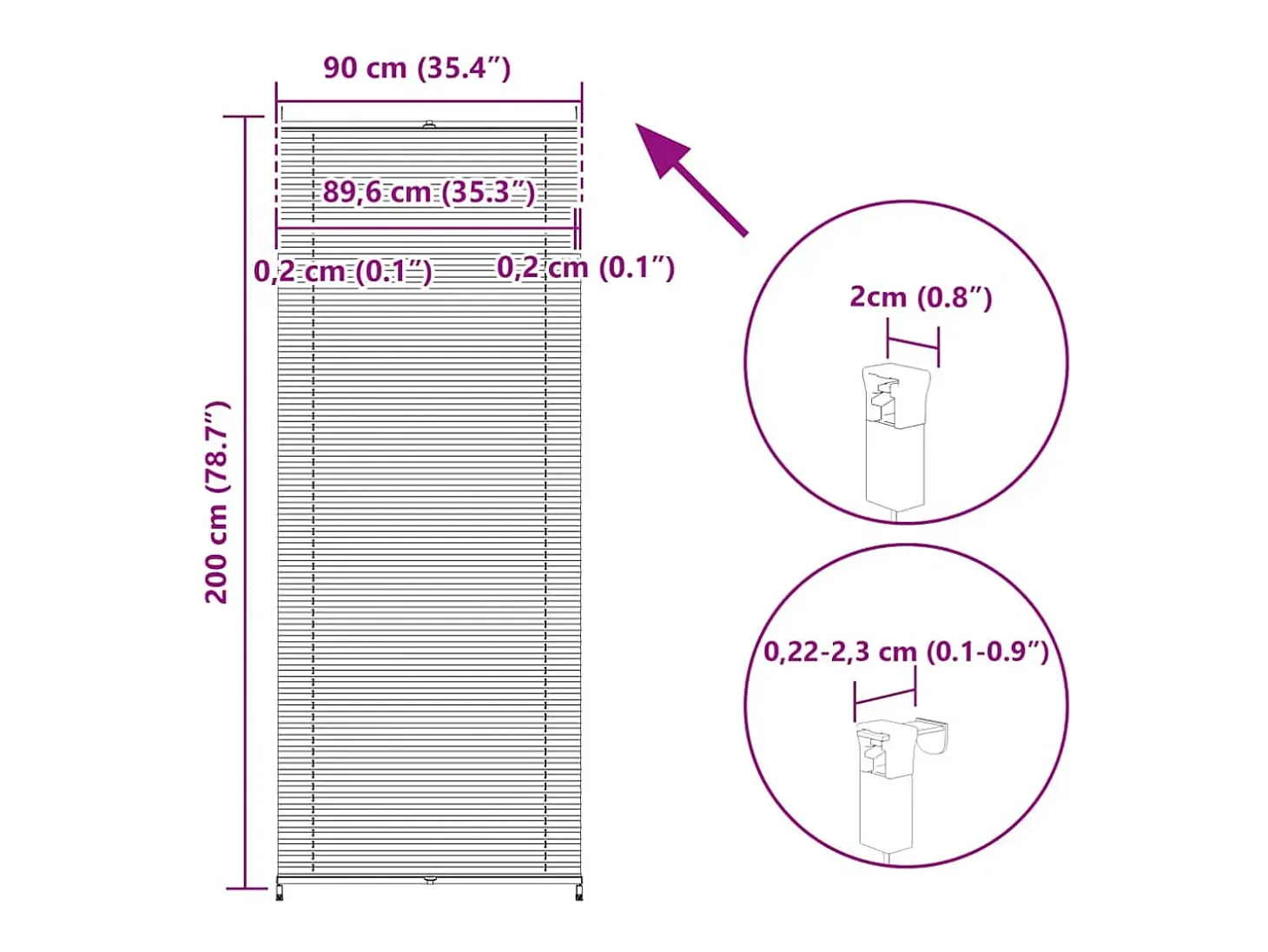 Estor plisado 90x200 cm Blanco