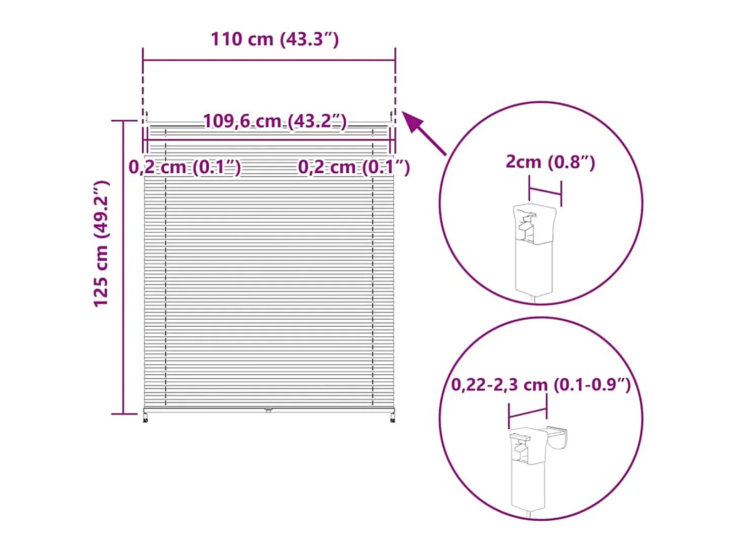 Estor plisado 110x125 cm Blanco