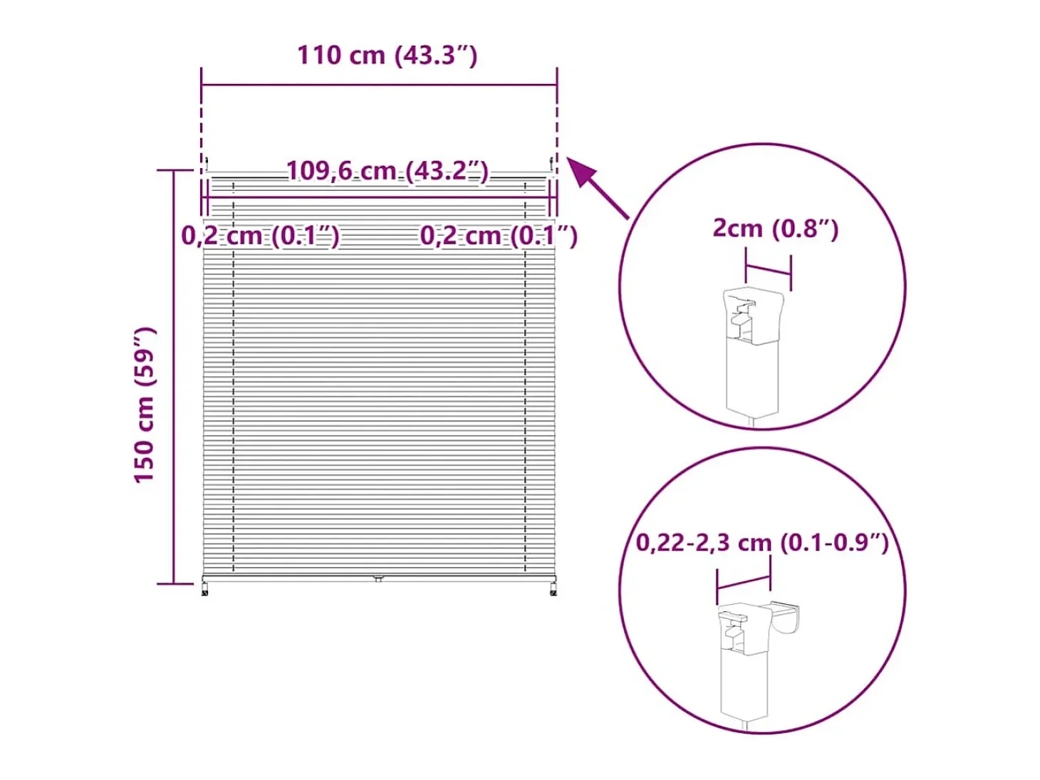 Estor plisado 110x150 cm Blanco