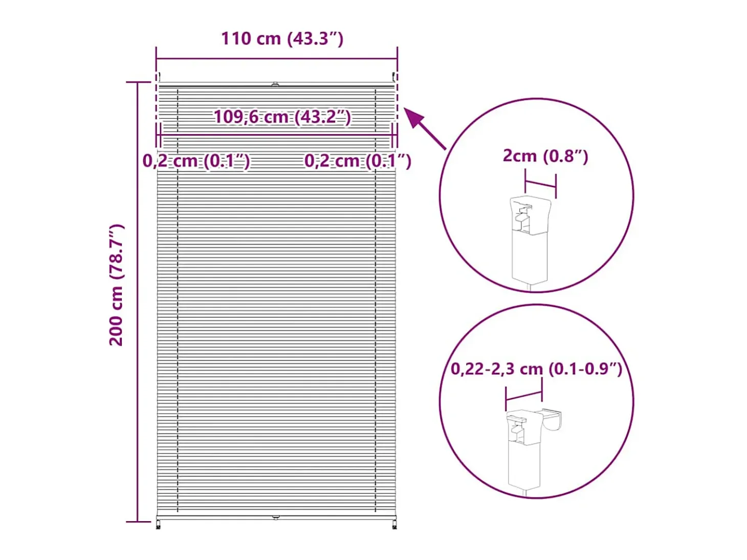 Estor plisado 110x200 cm Blanco