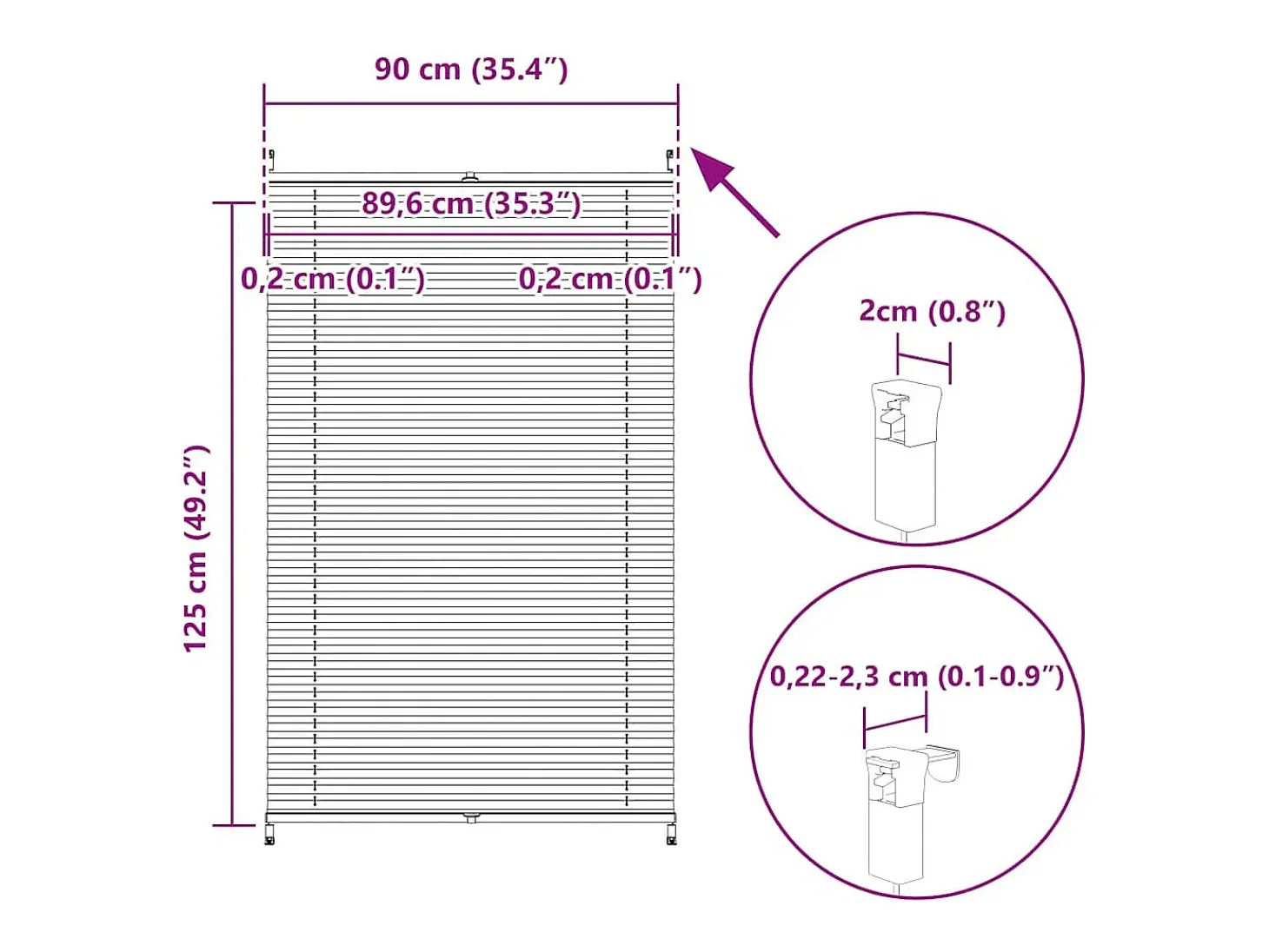 Estor plisado 90x125 cm Blanco