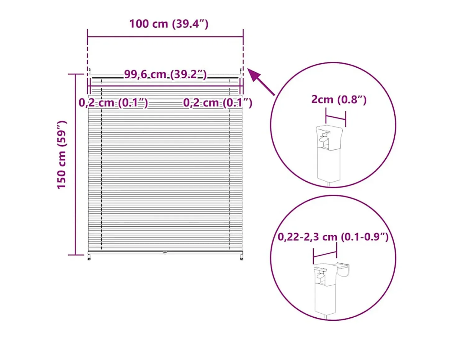 Estor plisado 100x150 cm Blanco