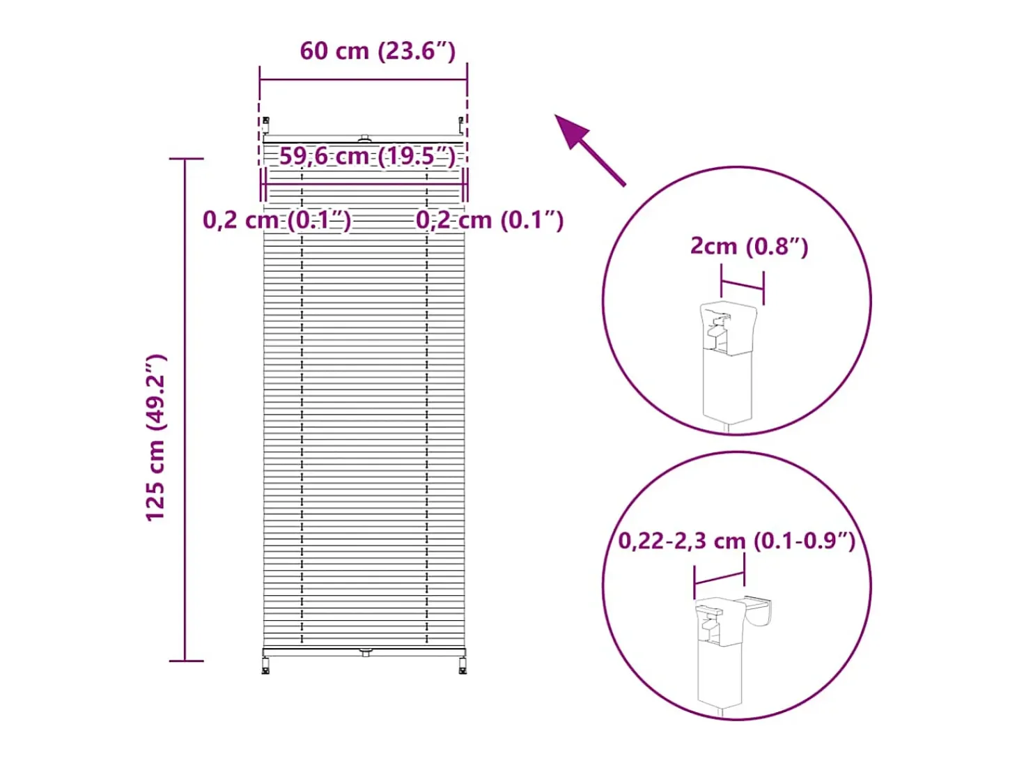 Estor plisado 60x125 cm Blanco