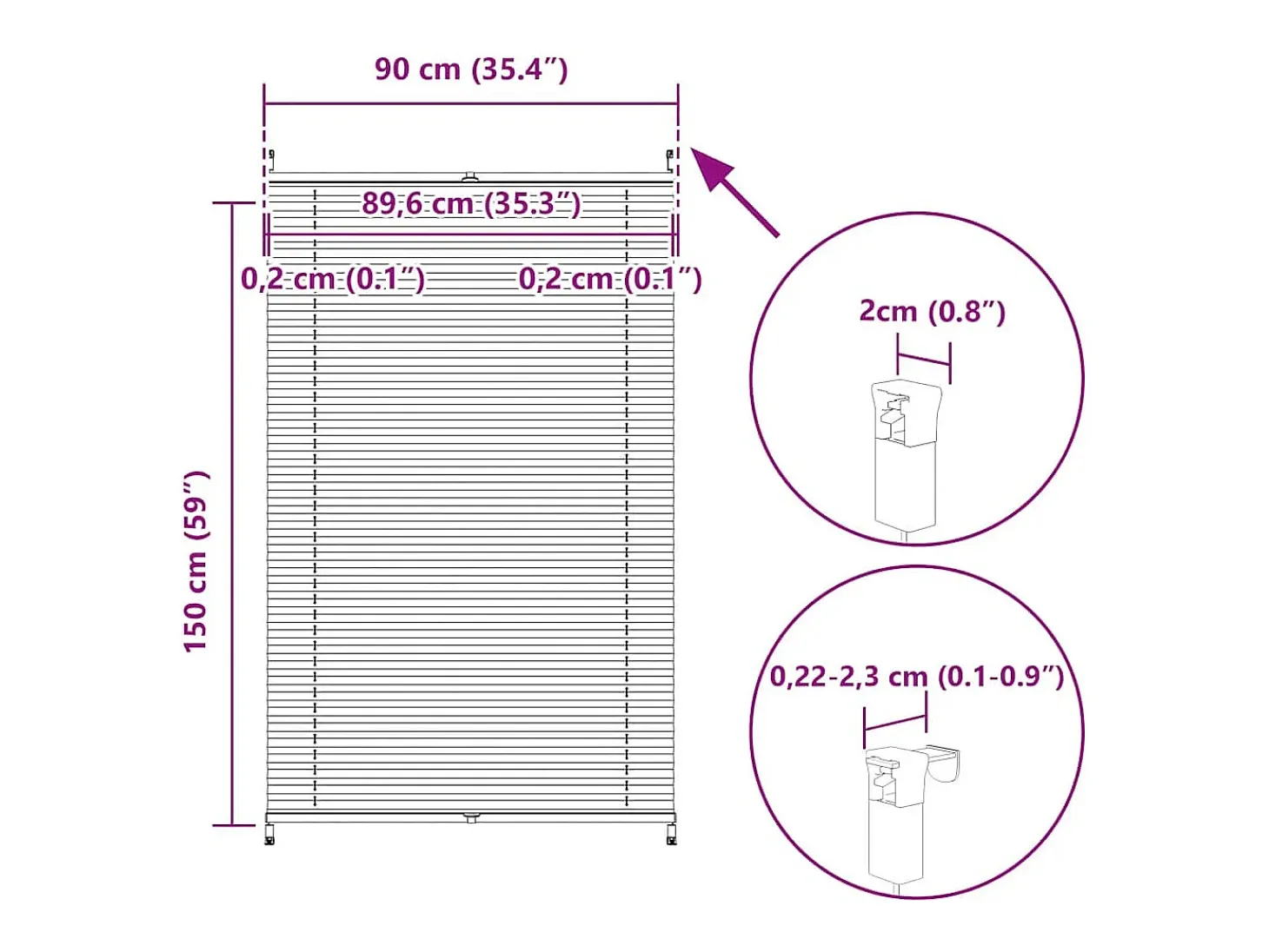 Estor plisado 90x150 cm Blanco