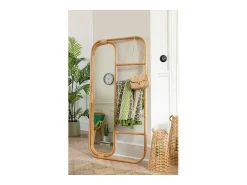 Farol de mimbre beige 30x30x55 cm