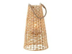 Farol de mimbre beige 30x30x55 cm