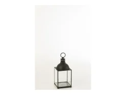 Farol rectangular de metal negro 24x24x57 cm